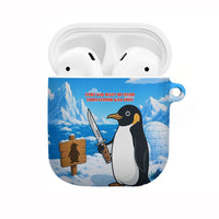 Flight Was Never An Option Funny Penguin With Knife AirPods Case Animal Meme Humor Comic Graphic