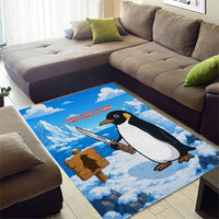 Flight Was Never An Option Funny Penguin With Knife Area Rug Animal Meme Humor Comic Graphic