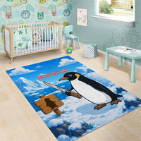Flight Was Never An Option Funny Penguin With Knife Area Rug Animal Meme Humor Comic Graphic
