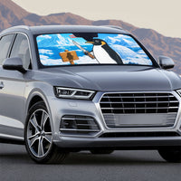 Flight Was Never An Option Funny Penguin With Knife Auto Sun Shade Animal Meme Humor Comic Graphic