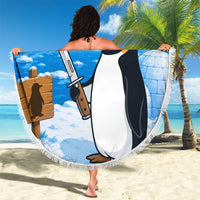 Flight Was Never An Option Funny Penguin With Knife Beach Blanket Animal Meme Humor Comic Graphic