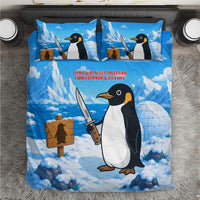 Flight Was Never An Option Funny Penguin With Knife Bedding Set Animal Meme Humor Comic Graphic