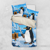 Flight Was Never An Option Funny Penguin With Knife Bedding Set Animal Meme Humor Comic Graphic