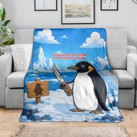 Flight Was Never An Option Funny Penguin With Knife Blanket Animal Meme Humor Comic Graphic