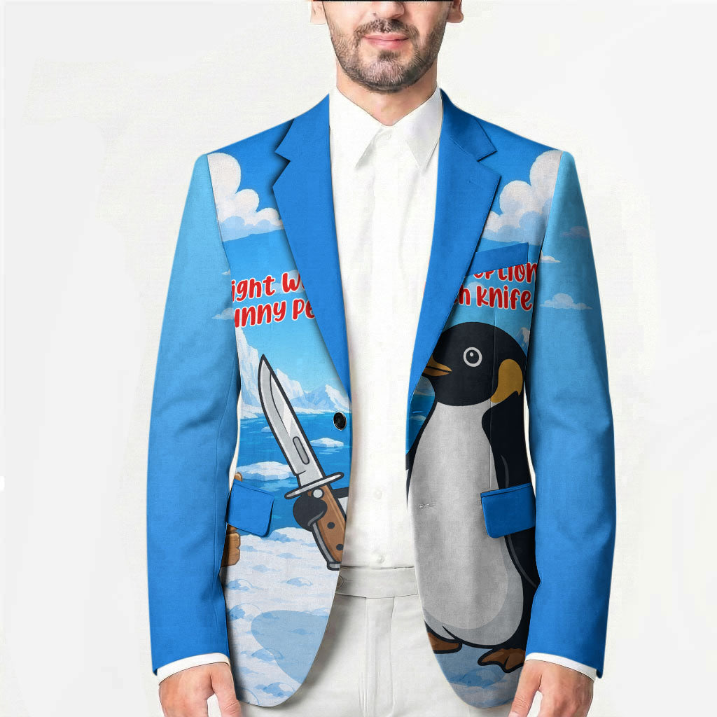 Flight Was Never An Option Funny Penguin With Knife Blazer Animal Meme Humor Comic Graphic