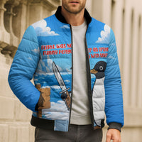 Flight Was Never An Option Funny Penguin With Knife Bomber Puffer Jacket Animal Meme Humor Comic Graphic