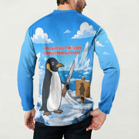 Flight Was Never An Option Funny Penguin With Knife Button Sweatshirt Animal Meme Humor Comic Graphic