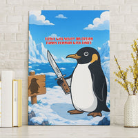 Flight Was Never An Option Funny Penguin With Knife Canvas Wall Art Animal Meme Humor Comic Graphic