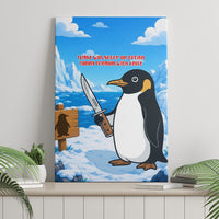 Flight Was Never An Option Funny Penguin With Knife Canvas Wall Art Animal Meme Humor Comic Graphic
