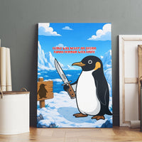 Flight Was Never An Option Funny Penguin With Knife Canvas Wall Art Animal Meme Humor Comic Graphic