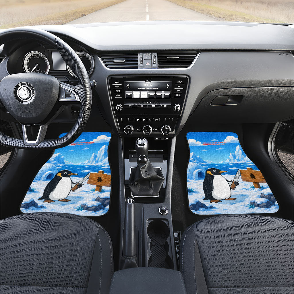 Flight Was Never An Option Funny Penguin With Knife Car Mats Animal Meme Humor Comic Graphic