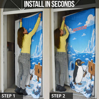 Flight Was Never An Option Funny Penguin With Knife Door Cover Animal Meme Humor Comic Graphic