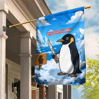 Flight Was Never An Option Funny Penguin With Knife Garden Flag Animal Meme Humor Comic Graphic