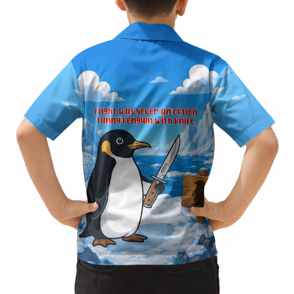 Flight Was Never An Option Funny Penguin With Knife Hawaiian Shirt Animal Meme Humor Comic Graphic