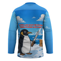 Flight Was Never An Option Funny Penguin With Knife Hockey Jersey Animal Meme Humor Comic Graphic