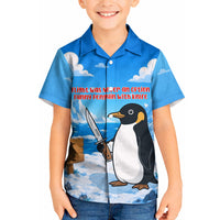 Flight Was Never An Option Funny Penguin With Knife Kid Hawaiian Shirt Animal Meme Humor Comic Graphic