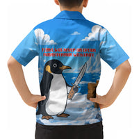 Flight Was Never An Option Funny Penguin With Knife Kid Hawaiian Shirt Animal Meme Humor Comic Graphic