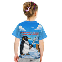 Flight Was Never An Option Funny Penguin With Knife Kid T Shirt Animal Meme Humor Comic Graphic
