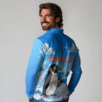 Flight Was Never An Option Funny Penguin With Knife Long Sleeve Polo Shirt Animal Meme Humor Comic Graphic