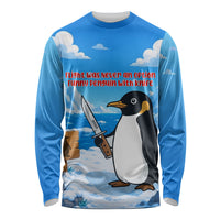 Flight Was Never An Option Funny Penguin With Knife Long Sleeve Shirt Animal Meme Humor Comic Graphic