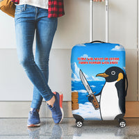 Flight Was Never An Option Funny Penguin With Knife Luggage Cover Animal Meme Humor Comic Graphic