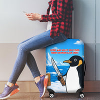 Flight Was Never An Option Funny Penguin With Knife Luggage Cover Animal Meme Humor Comic Graphic