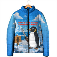 Flight Was Never An Option Funny Penguin With Knife Padded Jacket Animal Meme Humor Comic Graphic