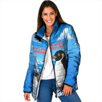 Flight Was Never An Option Funny Penguin With Knife Padded Jacket Animal Meme Humor Comic Graphic