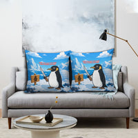 Flight Was Never An Option Funny Penguin With Knife Pillow Cover Animal Meme Humor Comic Graphic
