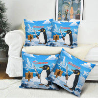 Flight Was Never An Option Funny Penguin With Knife Pillow Cover Animal Meme Humor Comic Graphic