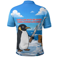 Flight Was Never An Option Funny Penguin With Knife Polo Shirt Animal Meme Humor Comic Graphic
