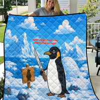 Flight Was Never An Option Funny Penguin With Knife Quilt Animal Meme Humor Comic Graphic