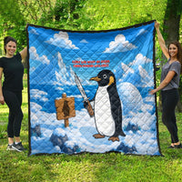 Flight Was Never An Option Funny Penguin With Knife Quilt Animal Meme Humor Comic Graphic