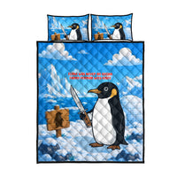 Flight Was Never An Option Funny Penguin With Knife Quilt Bed Set Animal Meme Humor Comic Graphic