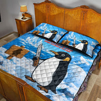 Flight Was Never An Option Funny Penguin With Knife Quilt Bed Set Animal Meme Humor Comic Graphic