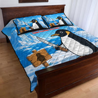 Flight Was Never An Option Funny Penguin With Knife Quilt Bed Set Animal Meme Humor Comic Graphic