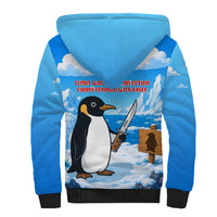 Flight Was Never An Option Funny Penguin With Knife Sherpa Hoodie Animal Meme Humor Comic Graphic