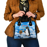 Flight Was Never An Option Funny Penguin With Knife Shoulder Handbag Animal Meme Humor Comic Graphic