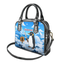 Flight Was Never An Option Funny Penguin With Knife Shoulder Handbag Animal Meme Humor Comic Graphic