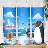 Flight Was Never An Option Funny Penguin With Knife Skinny Tumbler Animal Meme Humor Comic Graphic