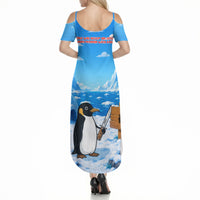 Flight Was Never An Option Funny Penguin With Knife Summer Maxi Dress Animal Meme Humor Comic Graphic