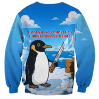 Flight Was Never An Option Funny Penguin With Knife Sweatshirt Animal Meme Humor Comic Graphic
