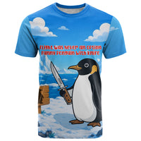 Flight Was Never An Option Funny Penguin With Knife T Shirt Animal Meme Humor Comic Graphic