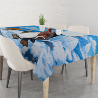 Flight Was Never An Option Funny Penguin With Knife Tablecloth Animal Meme Humor Comic Graphic