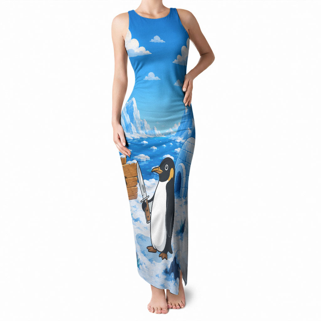 Flight Was Never An Option Funny Penguin With Knife Tank Maxi Dress Animal Meme Humor Comic Graphic