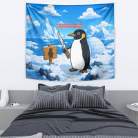 Flight Was Never An Option Funny Penguin With Knife Tapestry Animal Meme Humor Comic Graphic