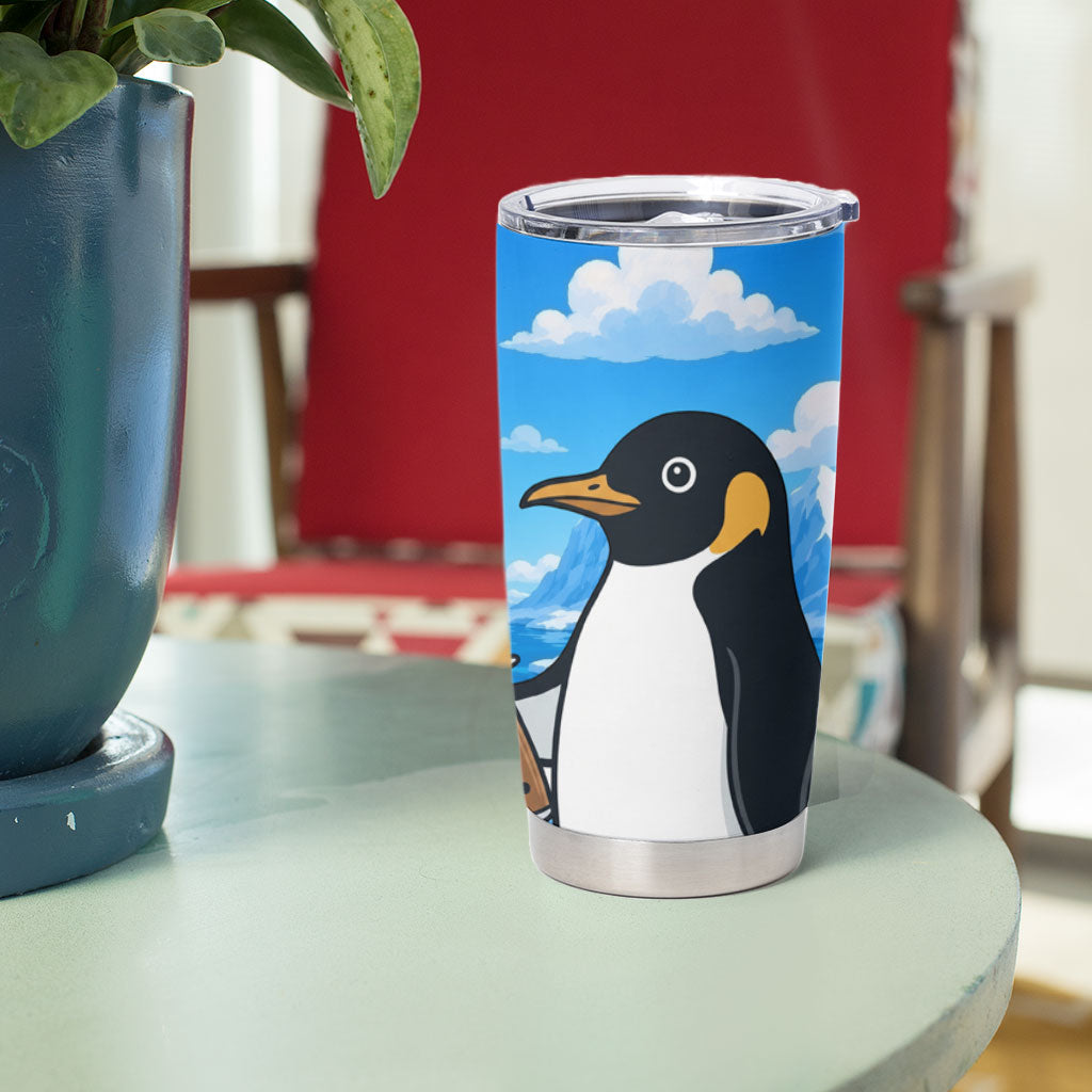 Flight Was Never An Option Funny Penguin With Knife Tumbler Cup Animal Meme Humor Comic Graphic