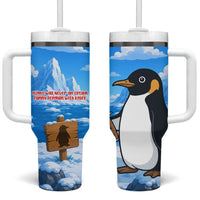 Flight Was Never An Option Funny Penguin With Knife Tumbler With Handle Animal Meme Humor Comic Graphic