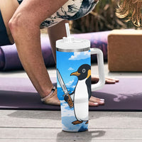 Flight Was Never An Option Funny Penguin With Knife Tumbler With Handle Animal Meme Humor Comic Graphic