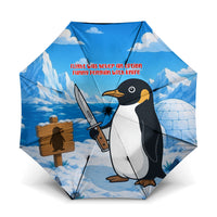 Flight Was Never An Option Funny Penguin With Knife Umbrella Animal Meme Humor Comic Graphic